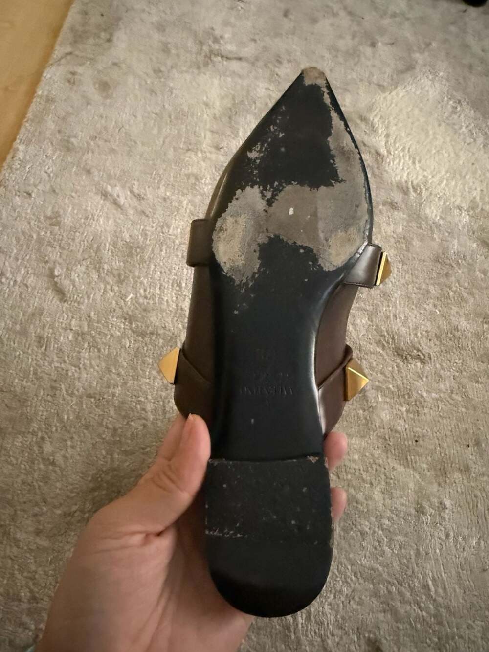Valentino Garavani Roman Stud Leather Ankle Strap Flat Mules - Picture 7 of 8